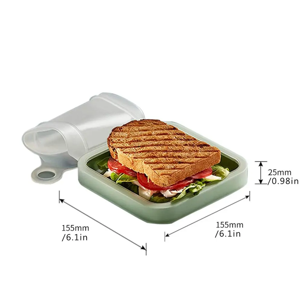 

Bento Box Sandwich Toast Case Silicone Lunch Box Leakproof Soft Sealed Lunch Box For Kid School Office