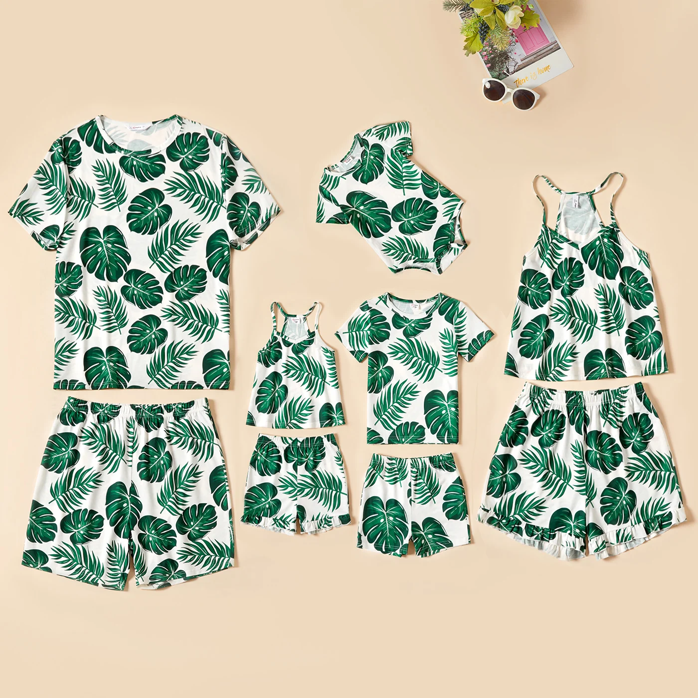 

PatPat New Summer Family Leaf Print Matching Pajamas Set(Flame Resistant)