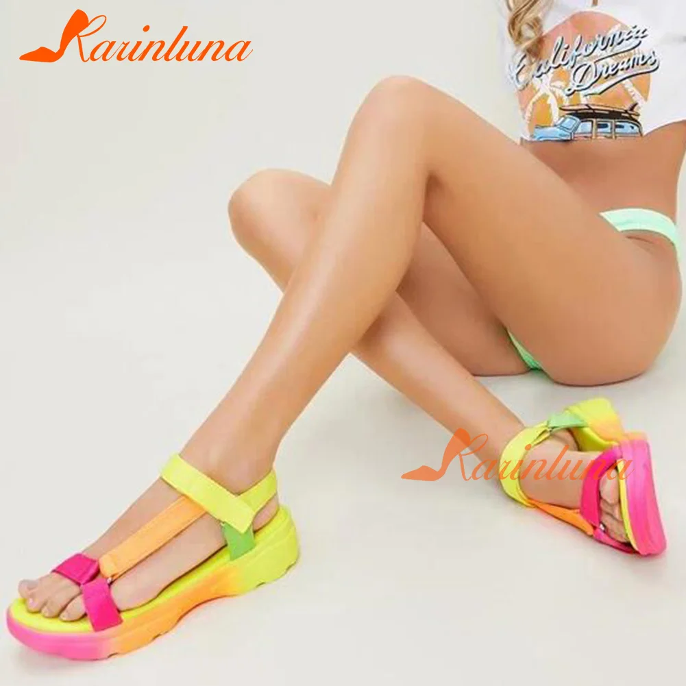 Big Size 35-43 Brand New Ladies Multi Colors Summer Sandals Casual Beach Flat Platform womens Sandals 2021 Colorful Shoes Woman