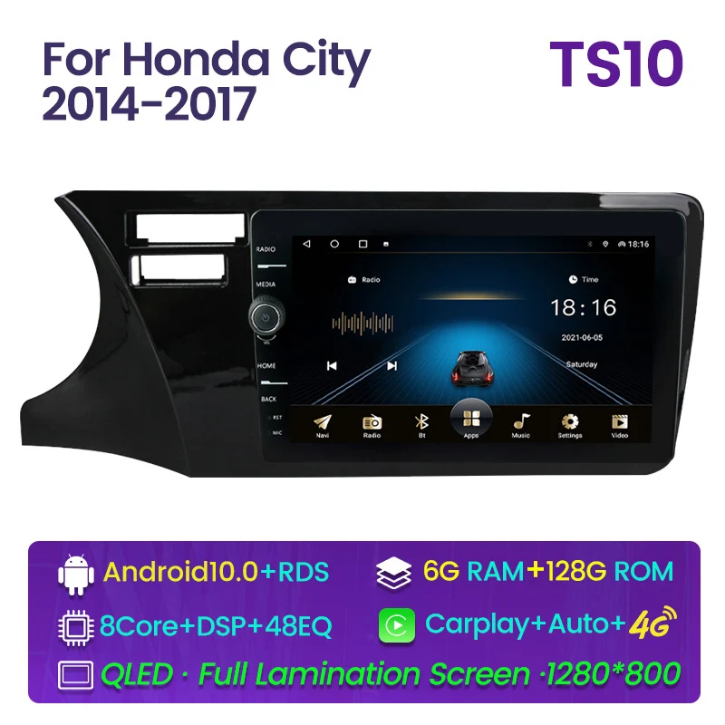 

9 "Android 10 ОЗУ 6G Автомобильный Gps Dvd-плеер для Honda City LHD 2014 2017 автомобильное радио мультимедийная Навигация стерео головное устройство с Dsp