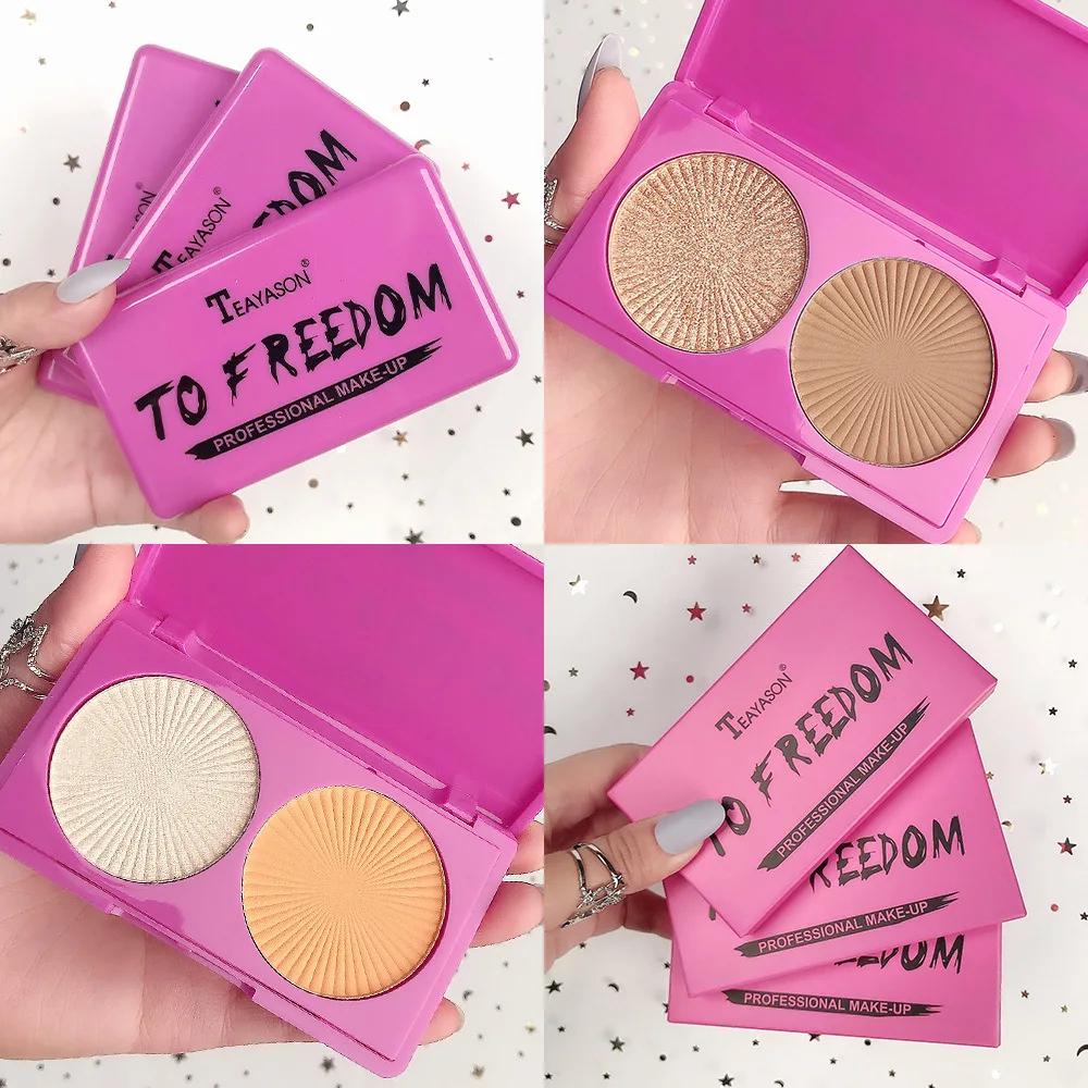 

Two-tone shimmer ice mousse blush highlighter makeup palette to brighten up the face and body drop shipping