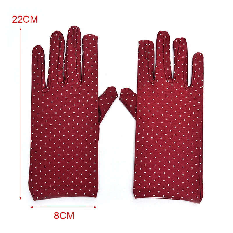 

1 Pair Sun Protection Wrist Gloves Dot Elastic Mittens Lady Gloves Knitted Fabric Vintage Mittens For Drive Shopping