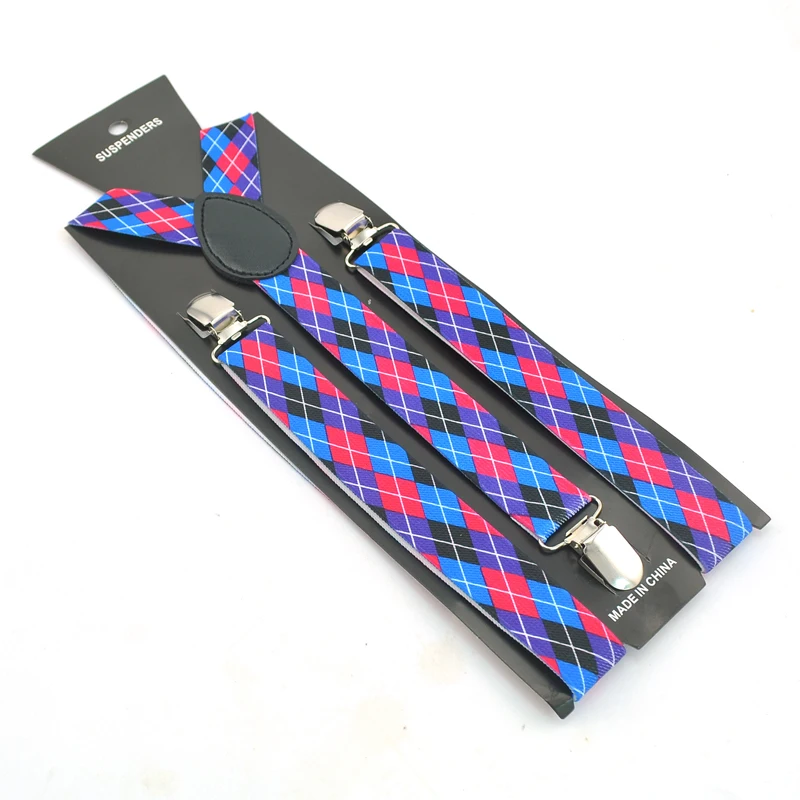 Scotland striped Разноцветный полосатый клетчатый сарафан в клетку, джинсовые штаны с подтяжками для мужчин и женщин, эластичные подтяжки на 2,5 см - Цвет: Scotland striped