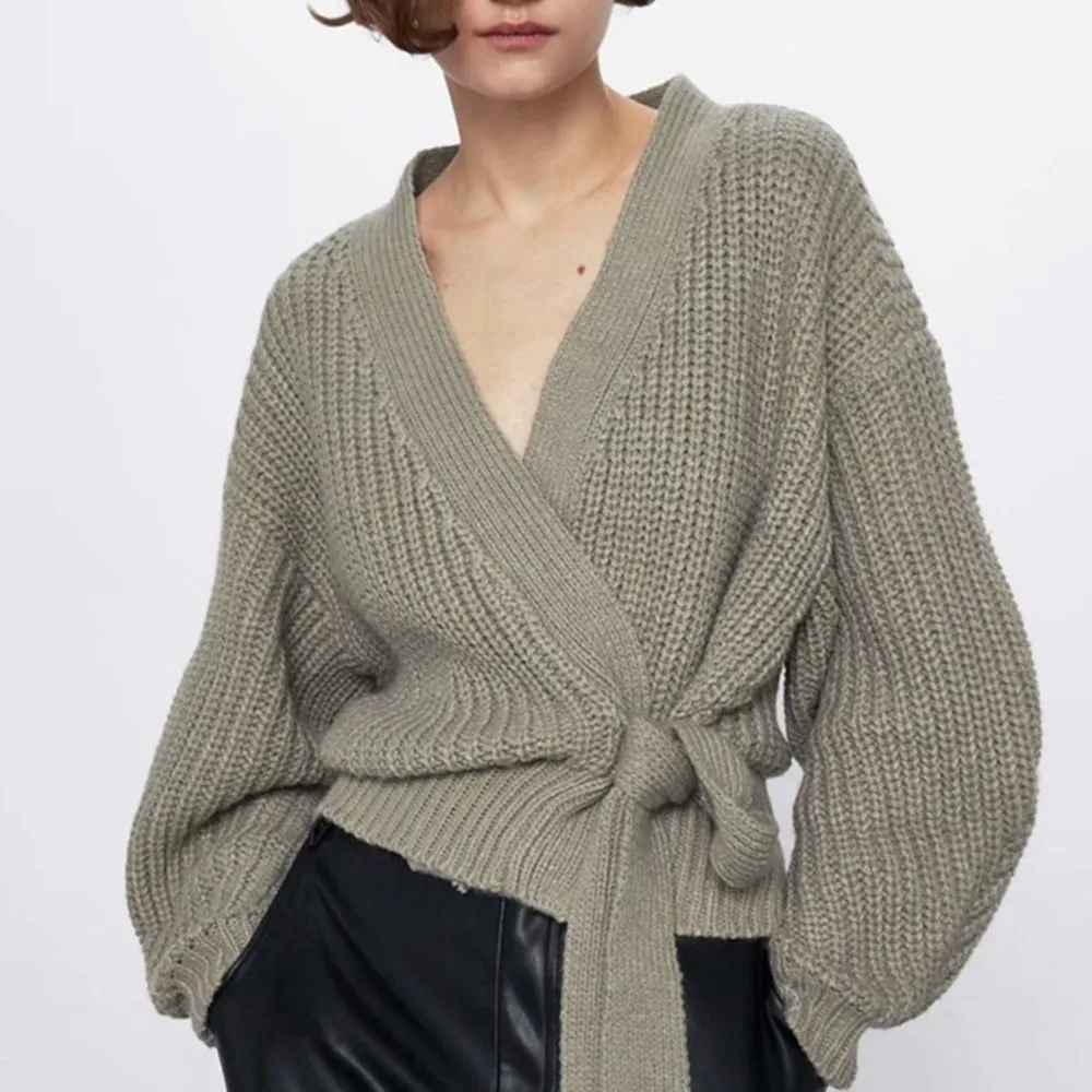 

Women's Warm Knitted Cardigan Sweater Women Long Sleeve Sashes Chic Short Sweater Street Wear Women's Vintage Knit Sweater 2021