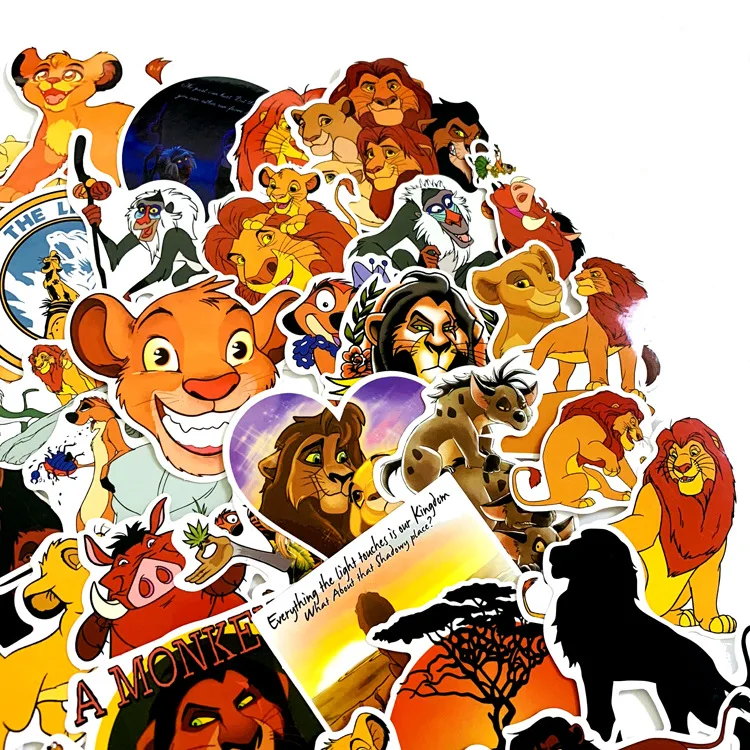 50 шт., наклейка "Король Лев" Simba из мультфильма, ПВХ, водонепроницаемая наклейка для компьютера, скейтборда, мотоцикла, багажа, холодильника, ноутбука