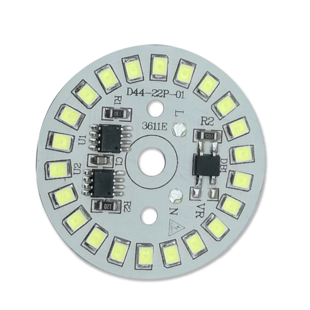 Фото 10 шт. 3 Вт 5 Вт 7 Вт 9W12W15W AC 220 В Smart IC Driver led pcb lampor + 2Pin Line SMD2835 алюминиевая пластина для печатной платы супер яркая для лампы №4