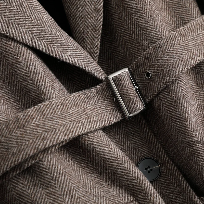 Женский 19FW двусторонний шерстяной твидовый бейзер кофта жакет с повязкой |