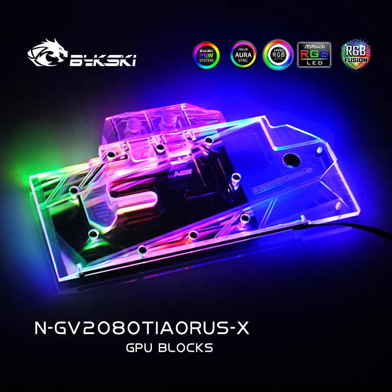 Водяной блок Bykski VGA для видеокарты Gigabyte AORUS GeForce RTX 2080Ti 11G RGB/RBW | Компьютеры и офис