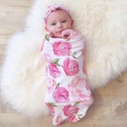 Пеленка для новорожденных с цветочным принтом, одеяло, спальный мешок для маленьких мальчиков и девочек, тканевая повязка на голову для новорожденных 0-3 м L41D
