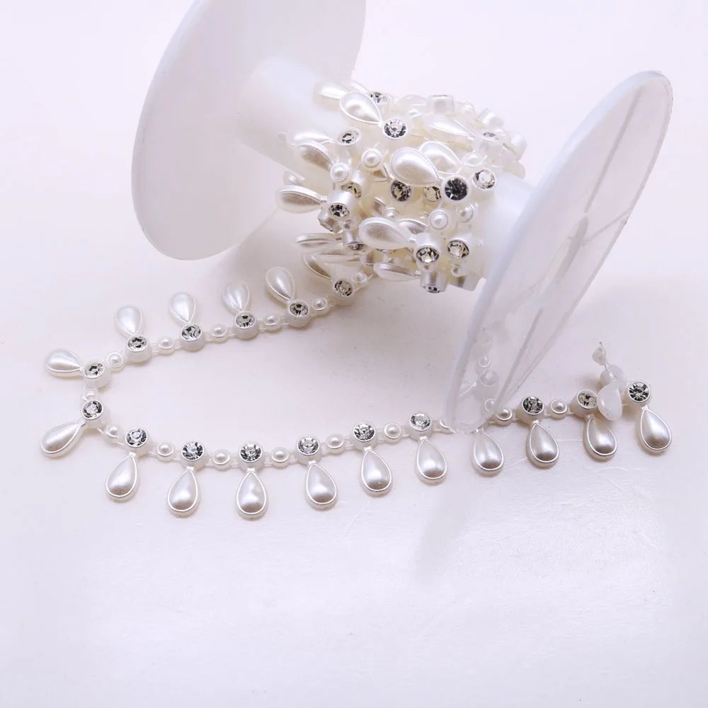 Пластиковые Имитационные жемчужины ABS 10 ярдов 9*20 мм с цепочкой 7 Стразы для