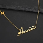 NEULRY, Прямая поставка, ожерелье с именем бабочки и сердца, из нержавеющей стали, золотой фирменный логотип под заказ, надпись Ювелирное Украшение-корона для женщин