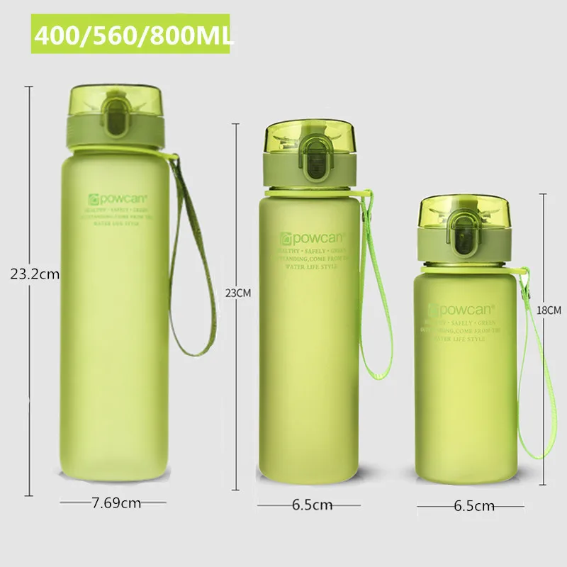 

Water Bottle 800ML 560ML 400ML Plastic Drinkware Outdoor Sport School Leak Proof Seal Portable Direct Drinking Water Bottles