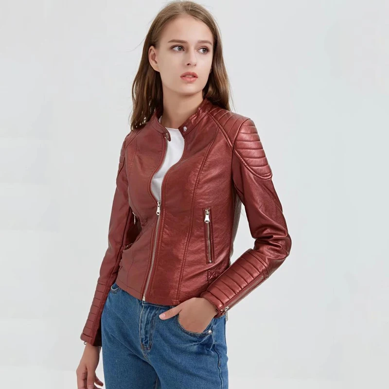 TMODA279 осенне-зимние женские Куртки из искусственной кожи пальто для женщин