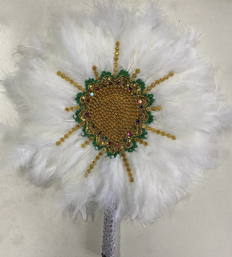 

African Feather Hand Fan Handmade Luxurious Dance Lace Feather Fans for Wedding Party Gift Dropshipping TOP Wedding Decoration
