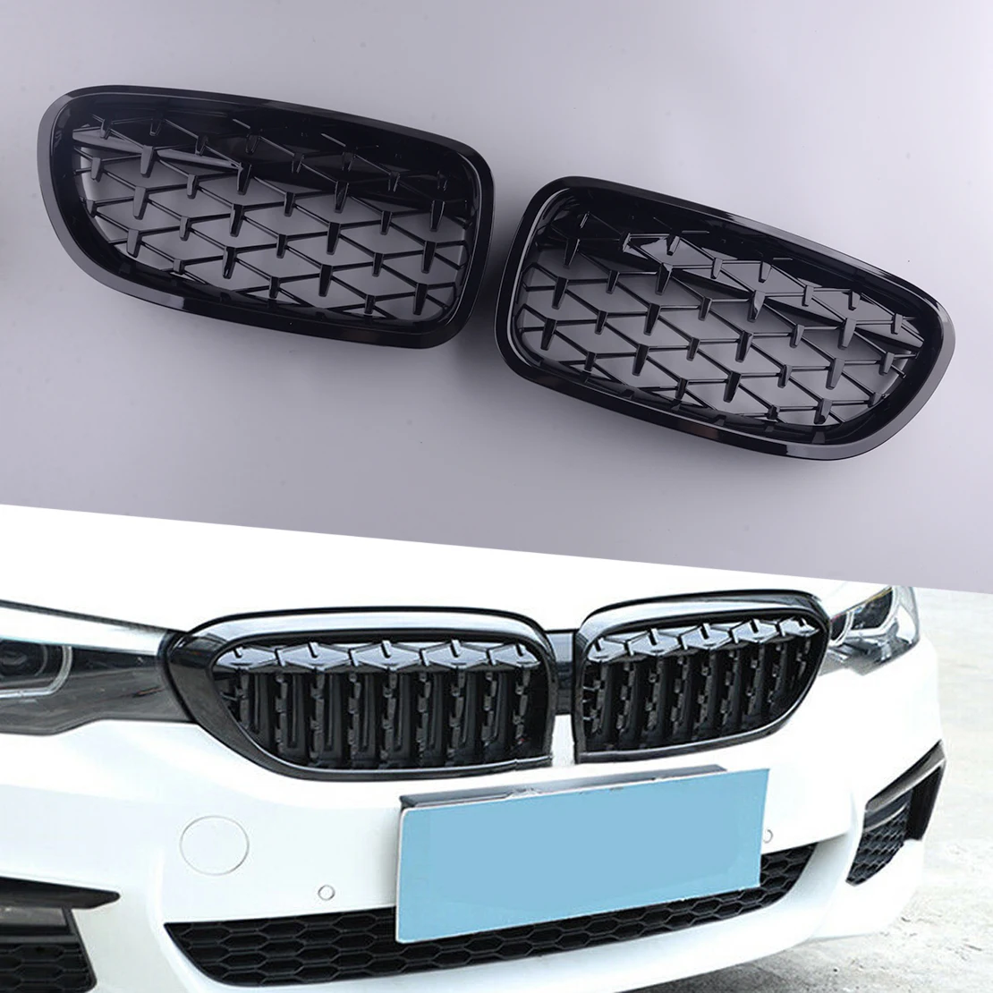 

1 Pair Front Hood Grilles Fit for BMW 5 Series F10 Sedan M5 F11 Touring 2011 2012 2013 2014 2015 2016 51137200727 51137200728