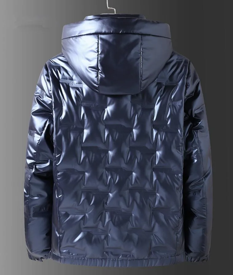 

2020 Winter new Glossy personality Hooded Down jacekt coat Men Casual lapel 90% White duck down Outerwear Man warm Coat w1415