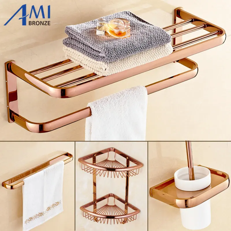 Серия FZ розовое золото полированные толстые аксессуары для ванной комнаты набор