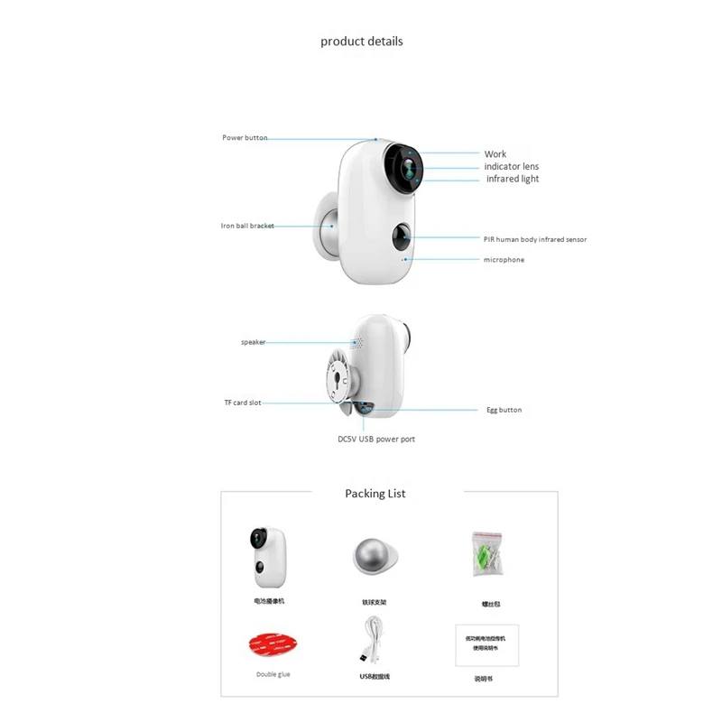 6000Mah Battery Powered Wireless Ip Camera Wifi Hd Surveillance Waterproof Cctv Indoor Outdoor Ir Record | Безопасность и защита