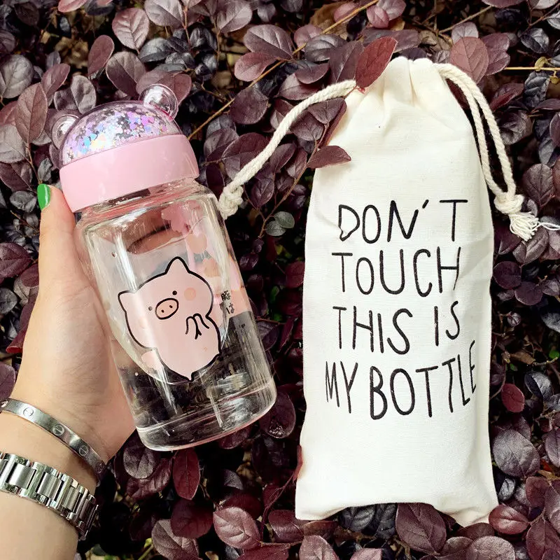 Стеклянная Женская Студенческая чашка милая мультяшная портативная стеклянная