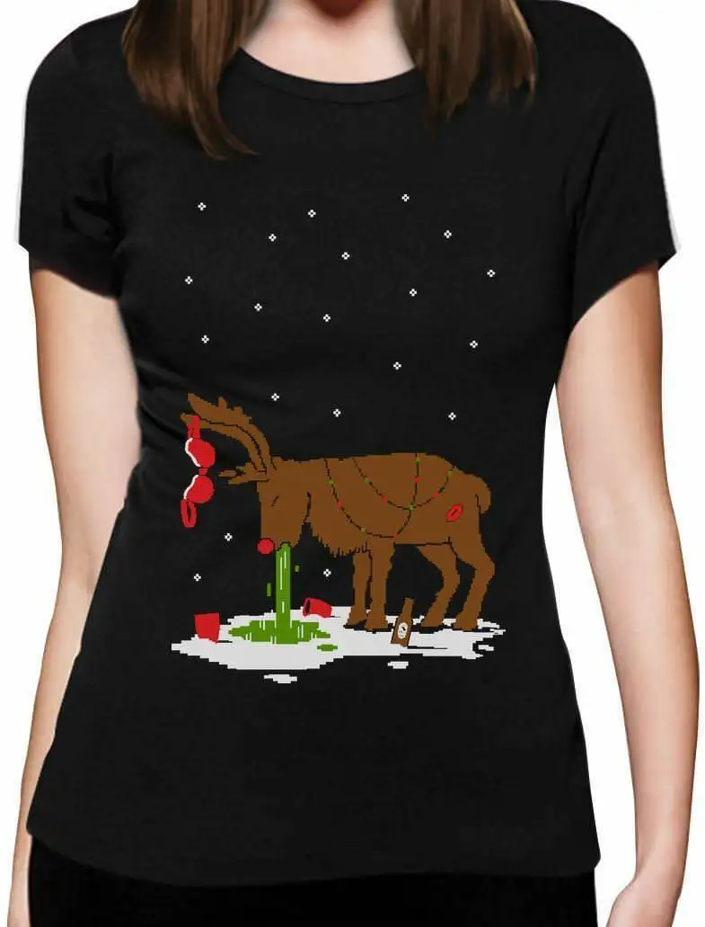 

Xmas Reindeer Hangover Funny Ugly Christmas Party Women T-Shirt Gift Idea