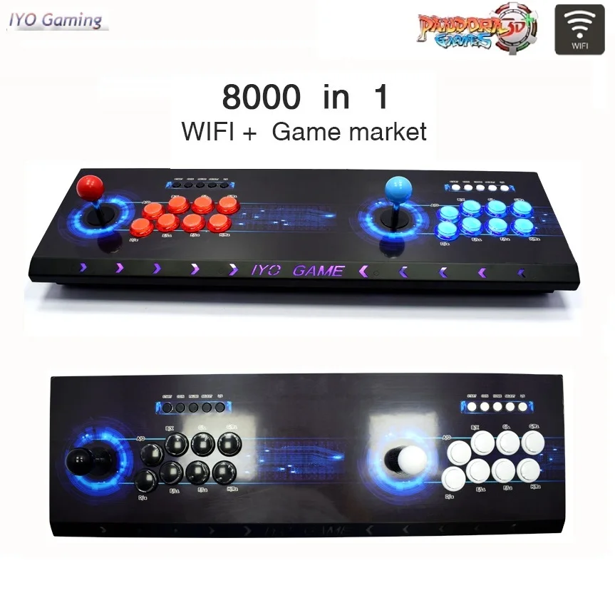 IYO Pandora Box 3D WiFi Plus аркадная коробка 8000 7000 игр с нулевой задержкой 6/8 кнопок Джойстик