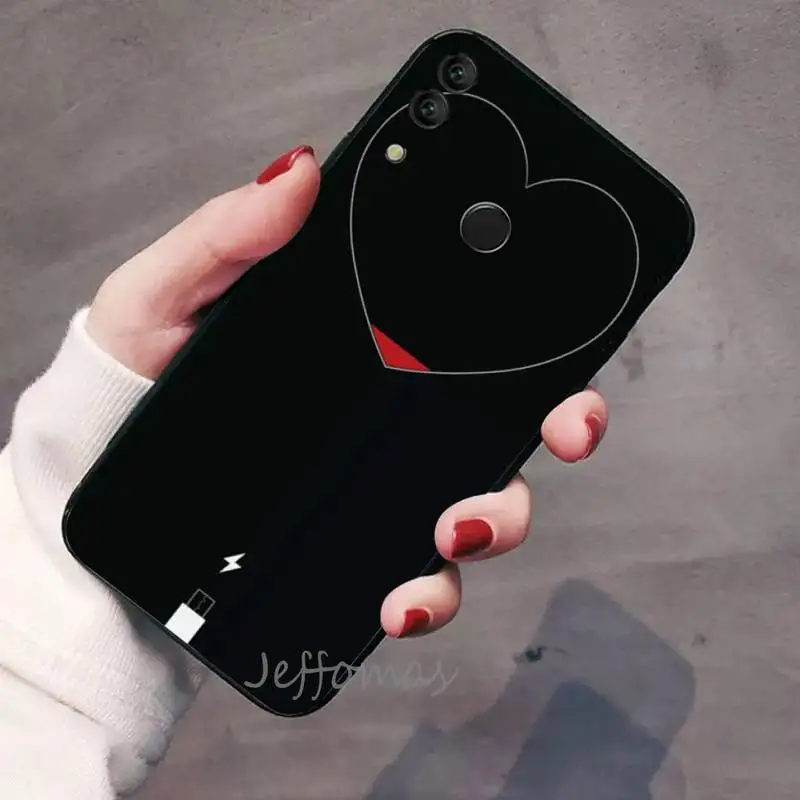

Black Simple Lines Love Heart Phone Case For Huawei Honor 7C 7A 8X 8A 9 10 10i Lite 20 NOVA 3i 3e