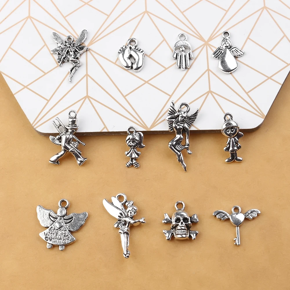 30 шт./лот смешанные античные металлические бусины из цинкового сплава в форме