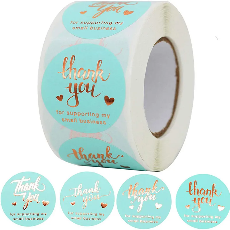 

500pcs Blue Thank You for Your Order Kraft Sticker with Round Labels Candy Gift Box Cupcake Boxes and Packaging Paper Wrapping