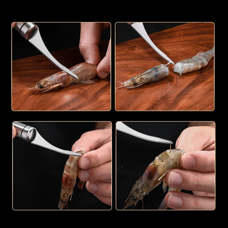 

Portable prawn peeler, stainless steel shrimp peeler, shrimp thread knife, seafood tableware