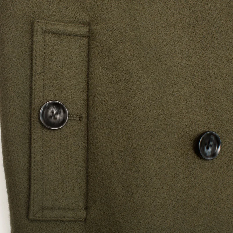 

Army Long Wool Duffle Overcoat Green Winter Double Breasted Men Woolen Jacket Large Size Windbreaker Mens Military Trench Coat