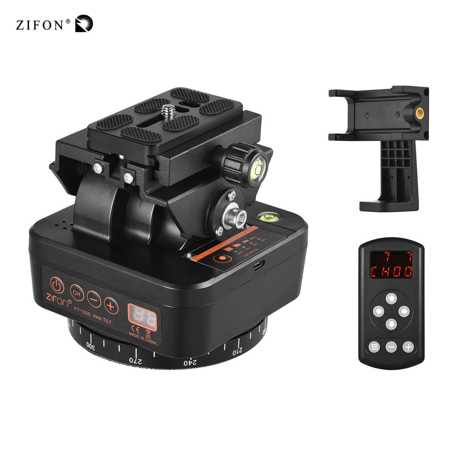 

ZIFON YT-1000 2.4G Wireless Control Automatic Tripod Head Panoramic Head Pan Tilt Head 1/4Screw for Mirrorless Camera Smartphone