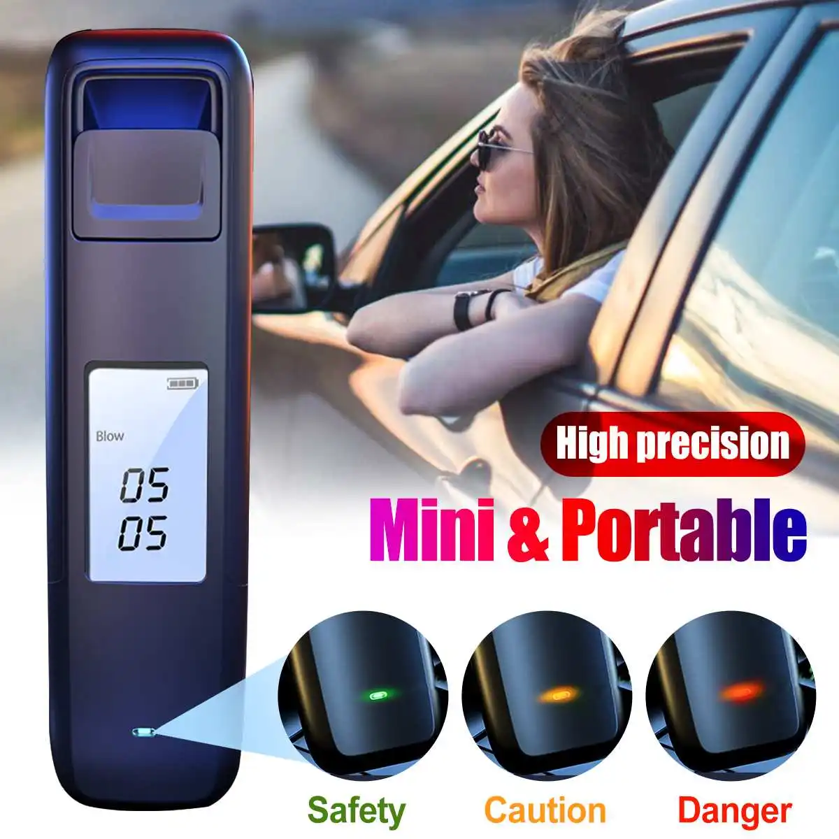Professional Breath Alcohol Tester Sound Light Prompt Alarm High Accuracy Portable Breathalyzer Digital Detector | Автомобили и