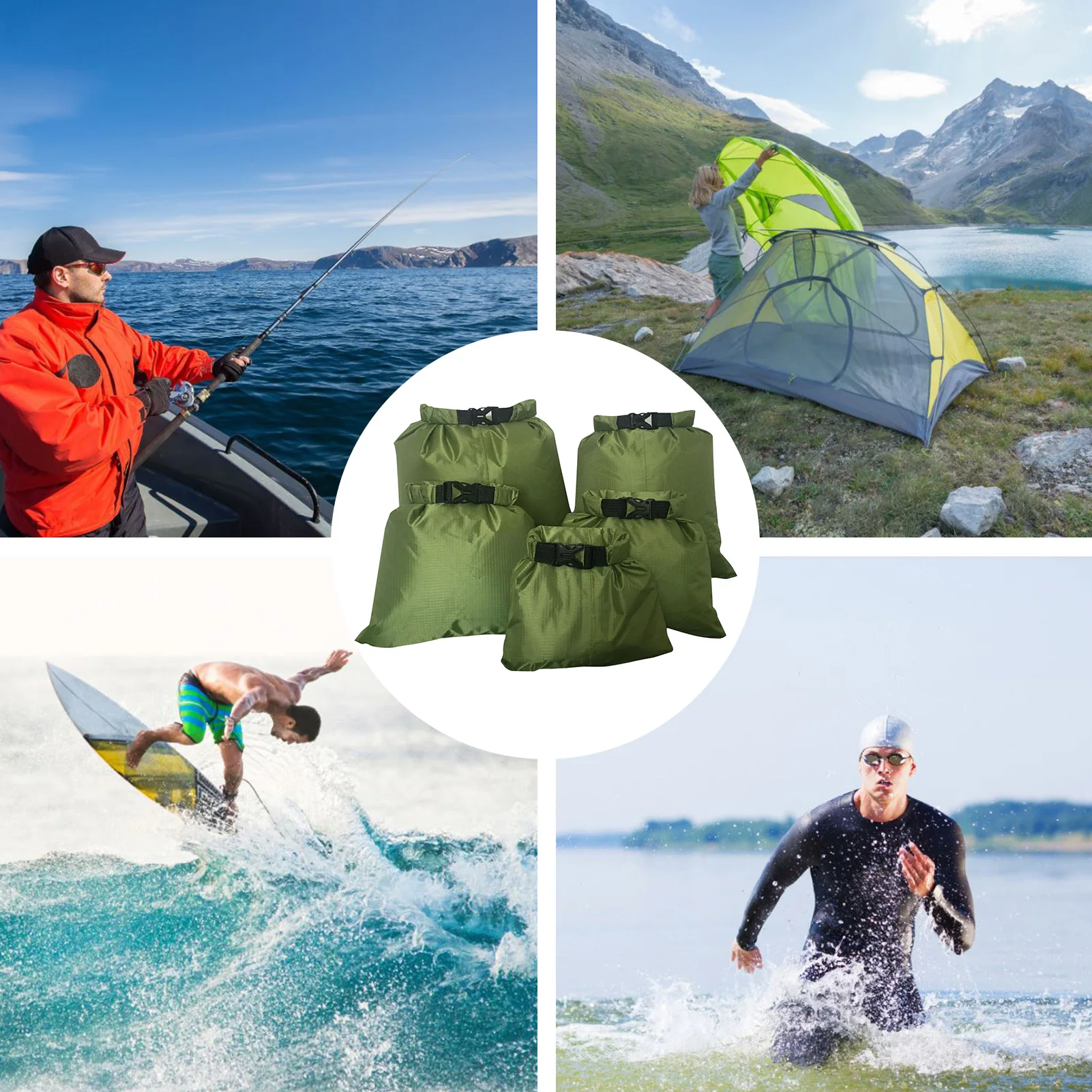

5PCS Outdoor Trekking Dry Bag for Drifting Waterproof Bag Camping Fishing Water Sports Airtight Bag Impermeable