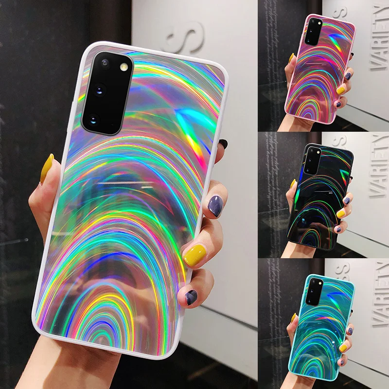 

3D Luxury Colorful Rainbow Laser Mirror Phone Case For Huawei P40 Lite P30 P20 Lite Pro Mate 30 20 Lite Pro Soft Back Cover