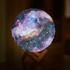 3D принт с изображением луны и звезд, лампы светодиодные перезаряжаемые сенсорный ночник с пультом дистанционного управления 16 видов цветов Творческий Galaxy лампы для домашнего декора
