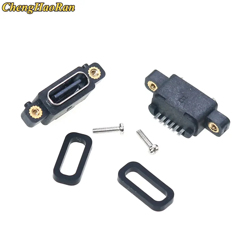 

USB3.1 Type-C USB C 6Pin Female SMD DIP Connector Hole For DIY PCB Design High Current Fast Charging Port jack socket With Screw