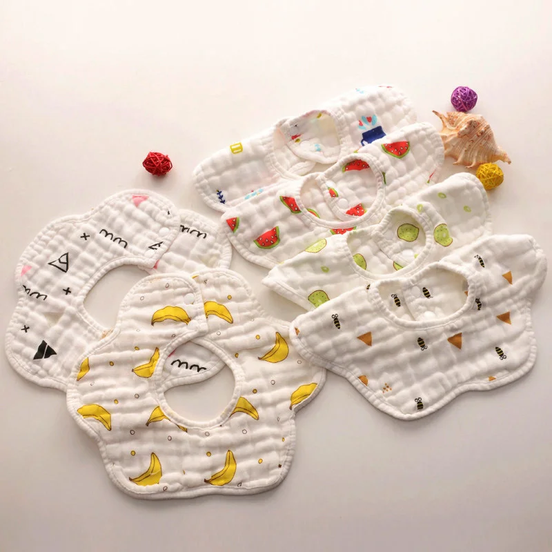 

8 Layers Cotton Baby Bibs 360 Degree Rotating Gauze Muslin Baby Kids Bandana Burp Cloth Soft Infant Saliva Towel Free Shipping