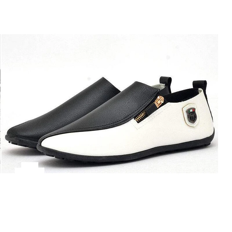 Туфли мужские из натуральной кожи без шнуровки плоская подошва повседневная