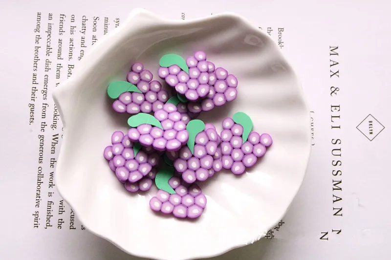 grape 20 шт Лизуны в виде фруктов ломтик для слизи DIY декоративные шпильки для волос - Цвет: grape