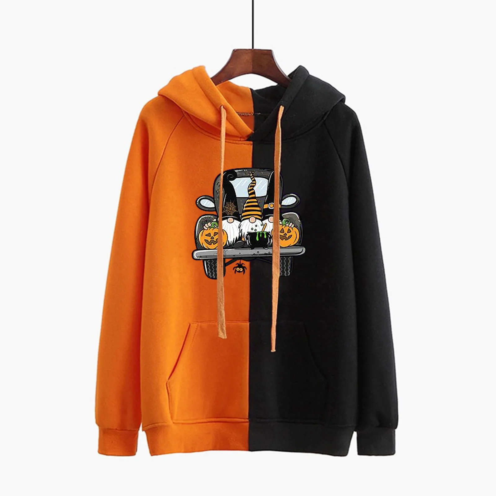 

Halloween Hoodies Women Devil Pumpkin Skeleton Gothic Hooded Sweatshirts Women Loose Pullovers Pocket Tops Streetwear Pullovers