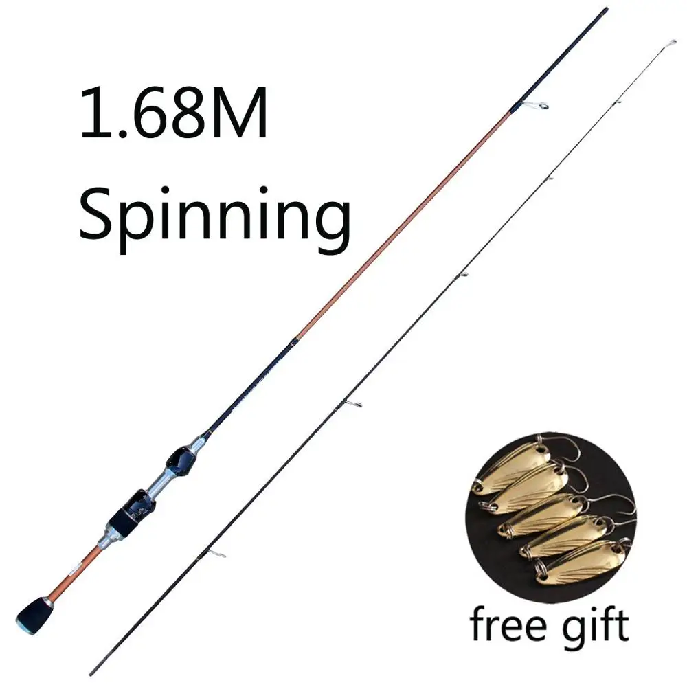 Skmially carbon ul spinning rod 1.8m 1.68m0.8-5g ultralight spinning rods ultra light casting spinning fishing rod vara de pesca - Цвет: Черный
