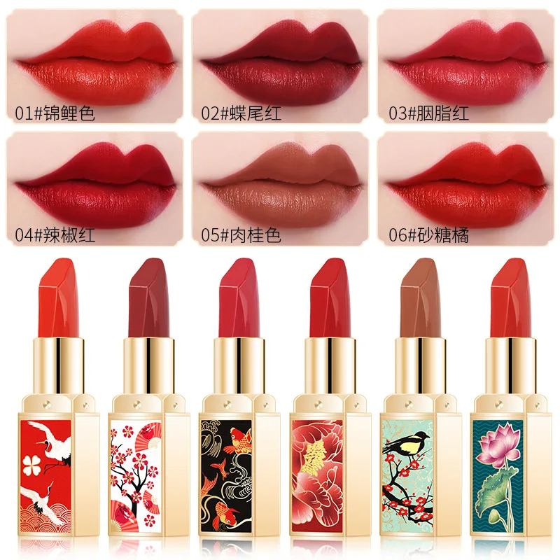 

Lipstick Chinese Style Lasting Moisturizing Waterproof Not Easy To Decolorize Lip Care Retro Style Domestic Lipstick Cosmetic