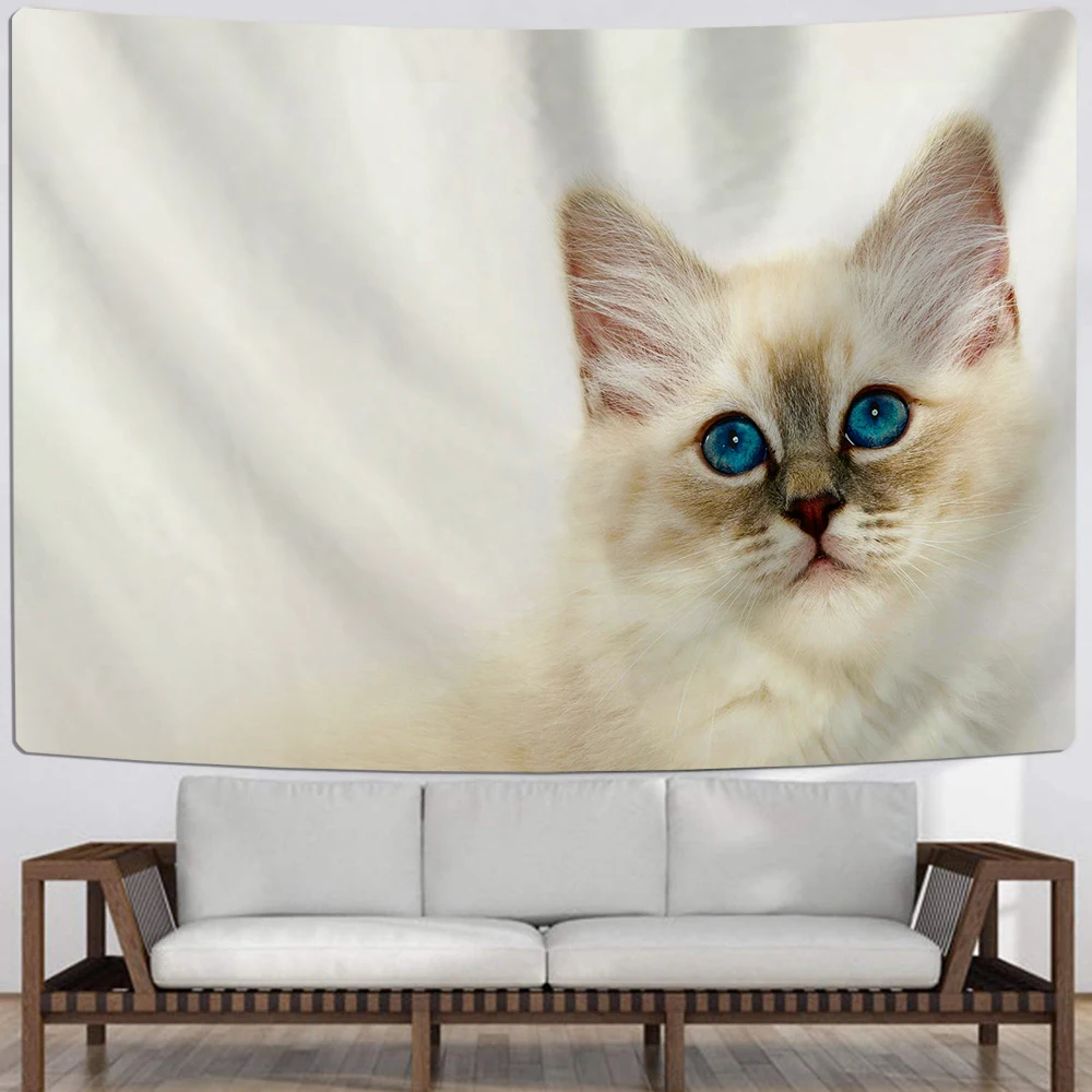 Гобелен настенный с милыми кошками цветной рисунком животных мультяшный гобелен