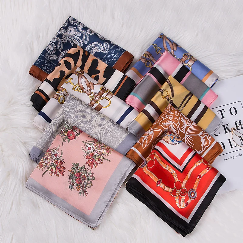 Fashion 70*70cm Square Scarf Hair Tie Band For Date Party Women Elegant Small Skinny Head Neck Silk Drop Ship | Аксессуары для