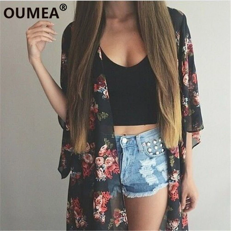 Женский кардиган OUMEA в стиле бохо с цветочным принтом |