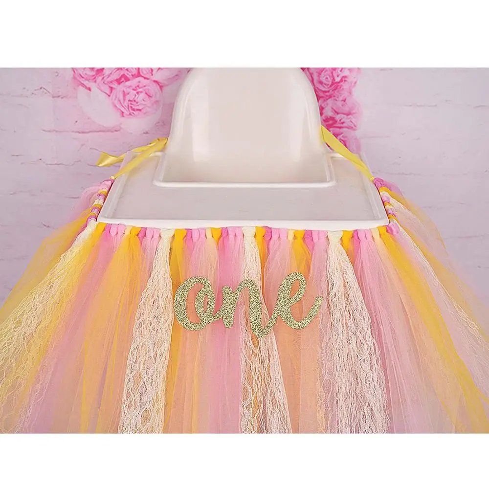 Желтый розовый кружевной Детский стульчик юбка пачка для маленьких девочек День
