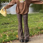 Расклешенные двухслойные сетчатые Брюки-Капри с леопардовым принтом, женские винтажные коричневые мешковатые брюки с высокой талией большого размера для мам, брюки Iamhotty