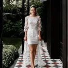 Элегантные короткие свадебные платья 2021, высотанизкая фотография, со шлейфом, три четверти, фотосессия для брака