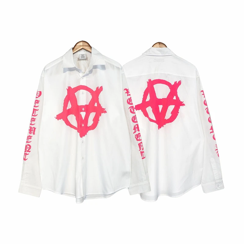 

21FW Red Logo Anarchy Logo VETEMENTS Shirts Men Women Top Quality Vetements Shirts VTM Blouse Oversize