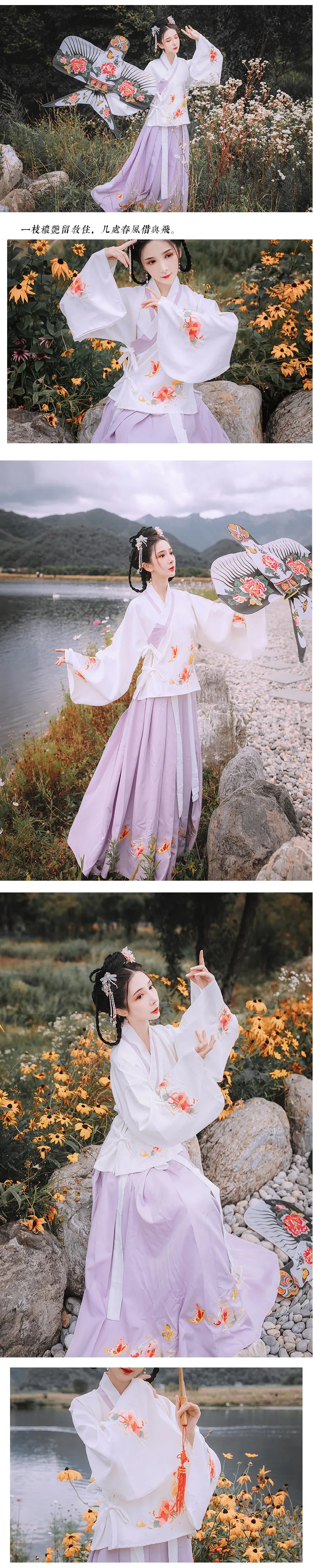Традиционный китайский Hanfu для женщин тонкая вышивка топы Юбки династии Тан Цин представление одежда Народный танцевальный костюм DN4125